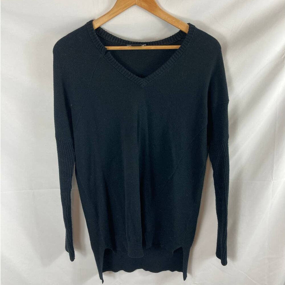 Trouve Notched V Neck Sweater Black Size XS